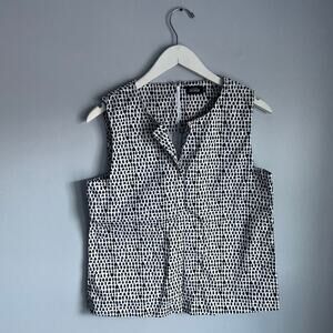 Kate Spade Saturday Ceramic Vase‎ Print White Black Sleeveless Top Work Business